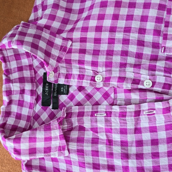 J. Crew Gingham Pullover 1/2 Button Up Shirt - Picture 2 of 10
